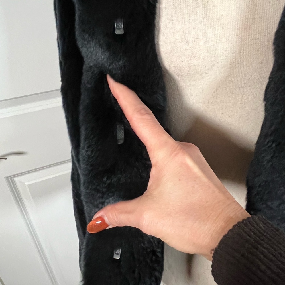 Black fur swing coat jacket size L - Picture 9 of 13